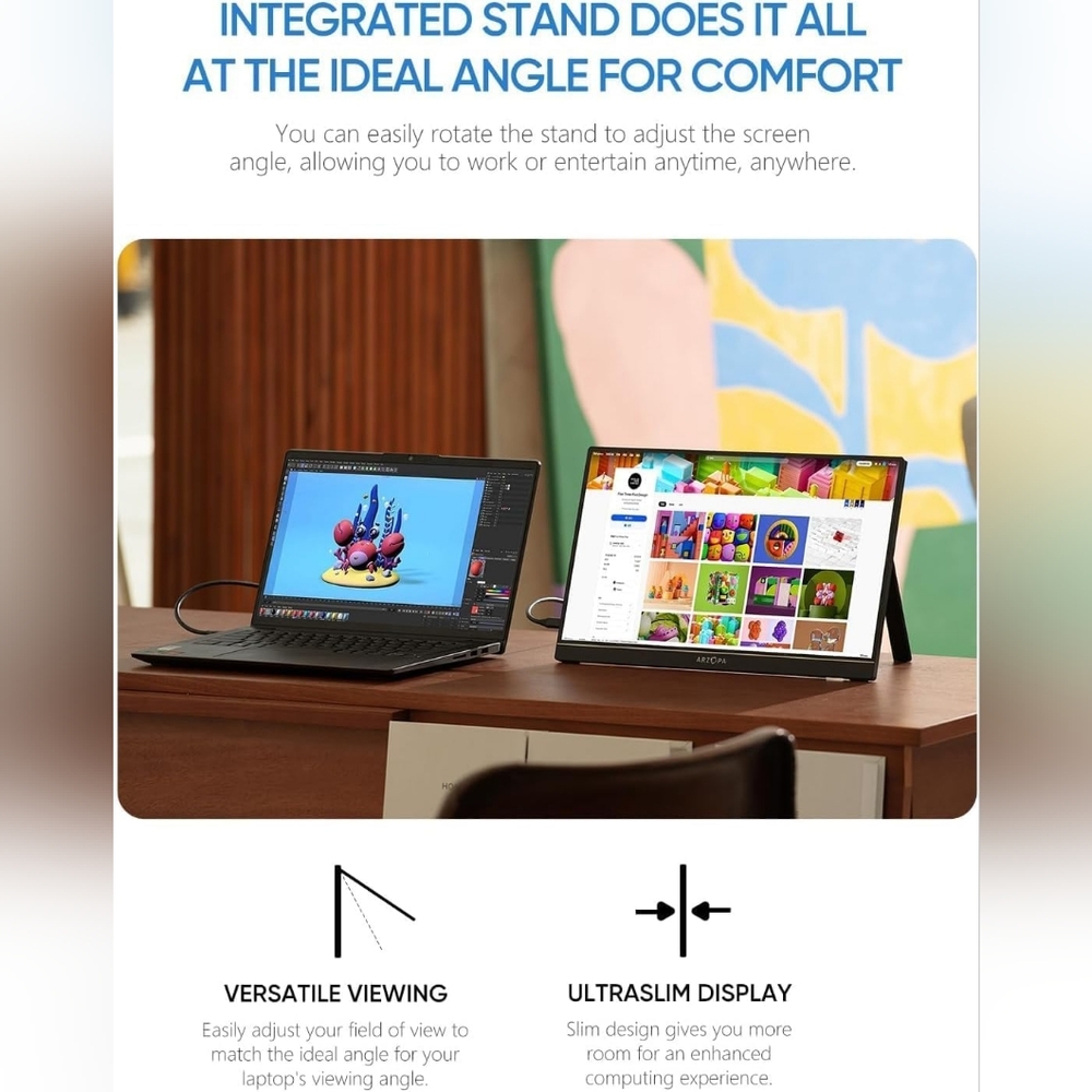 50% Off!!! New ARZOPA Portable Monitor 15.6'' FHD 1080P Kickstand - Model A1 - Picture 6 of 7